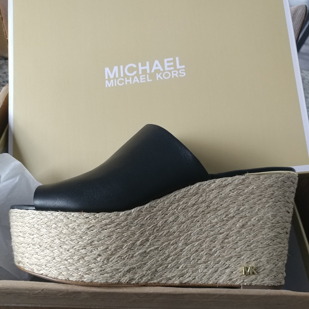 Michael Kors Black Wedge Sandals